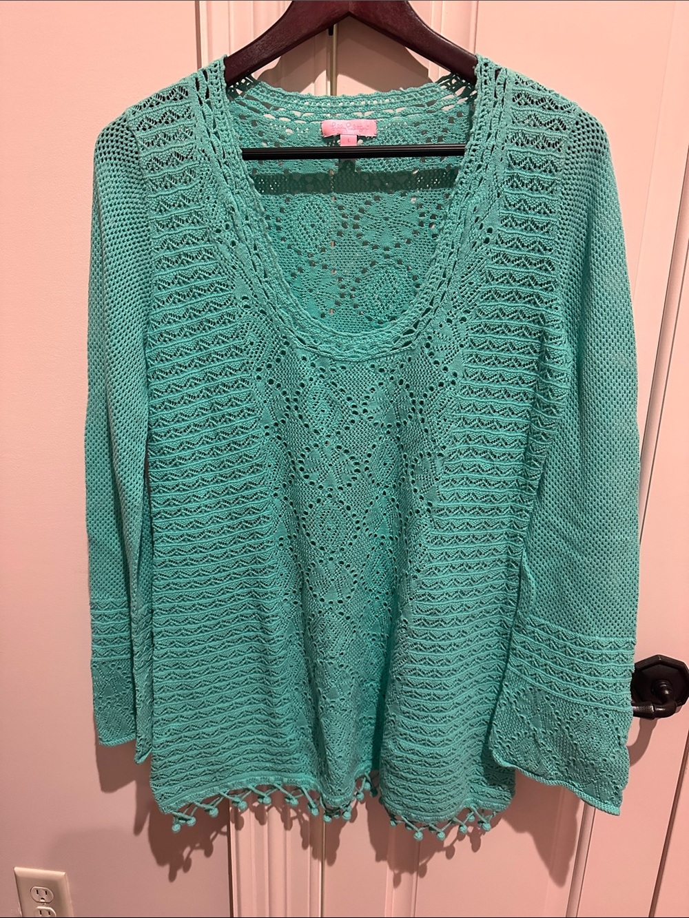 Lilly Pulitzer Teal Open-Knit Swim Coverup